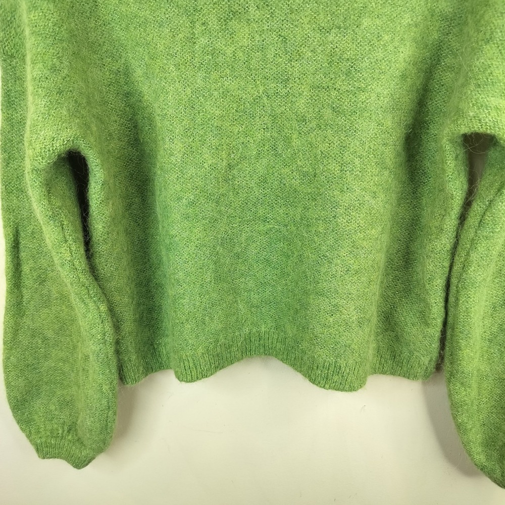 Banana Republic Wool Alpaca Sweater Balloon Sleeve Mock Neck Cozy Green - Picture 3 of 8